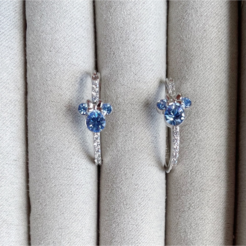 Disney Minnie Mouse Crystal December Birthstone Hoop Earrings